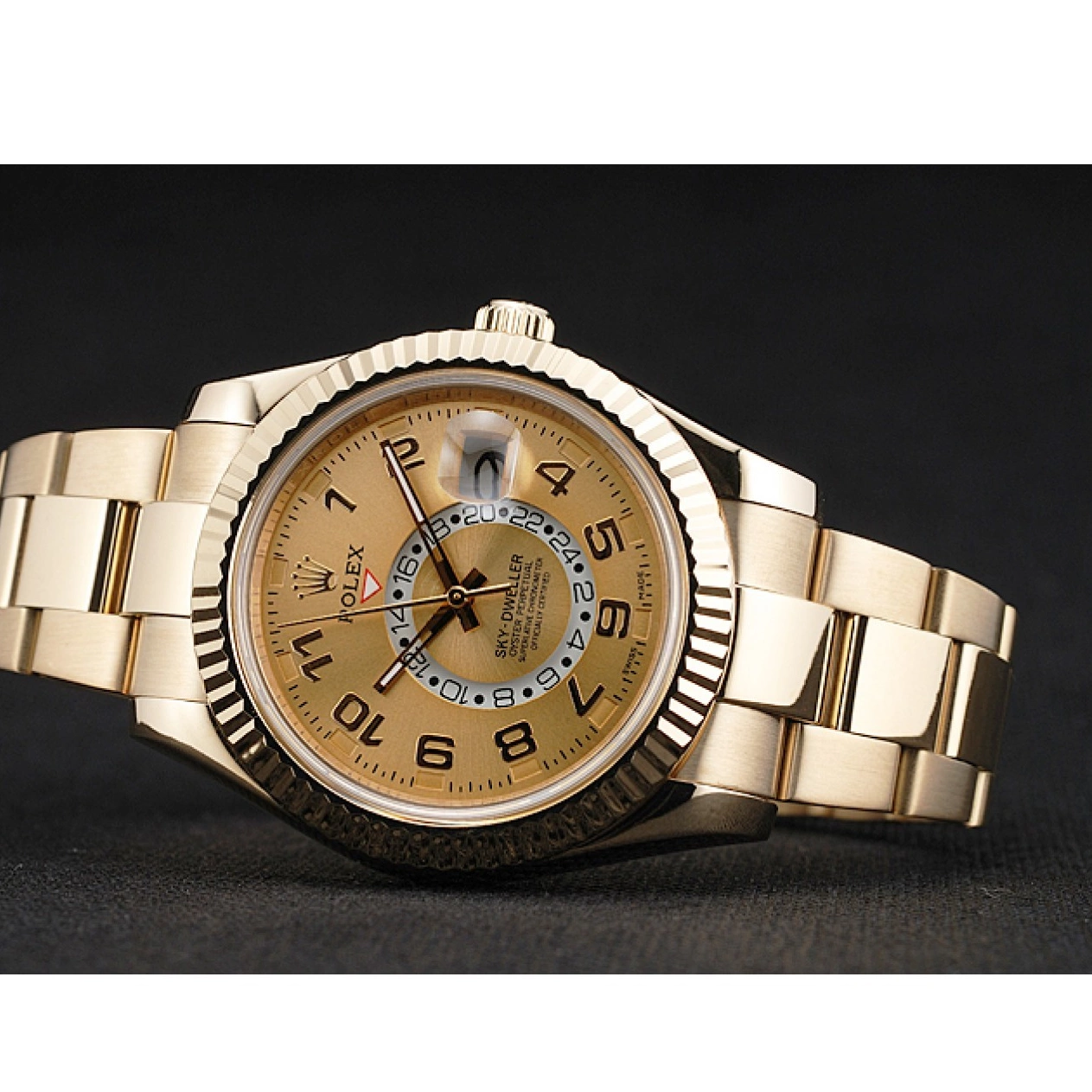 Aaa replica watch Yellow 2012 Perpetual Rolex Dweller Special Edition Gold Sky 80243 Oyster 0806